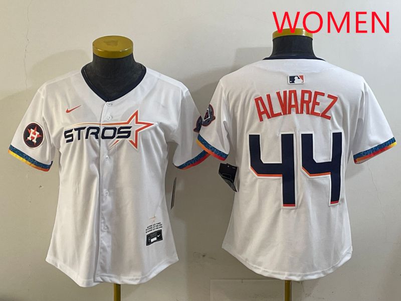 Women Houston Astros #44 Alvarez White Fourth generation Joint Name 2025 Nike MLB Jersey style 8->women mlb jersey->Women Jersey